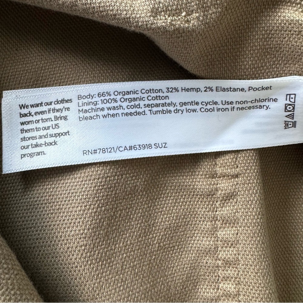 EILEEN FISHER Organic Cotton Hemp Stretch Tapered Ankle Pant Olive Khaki 12 - Picture 8 of 9